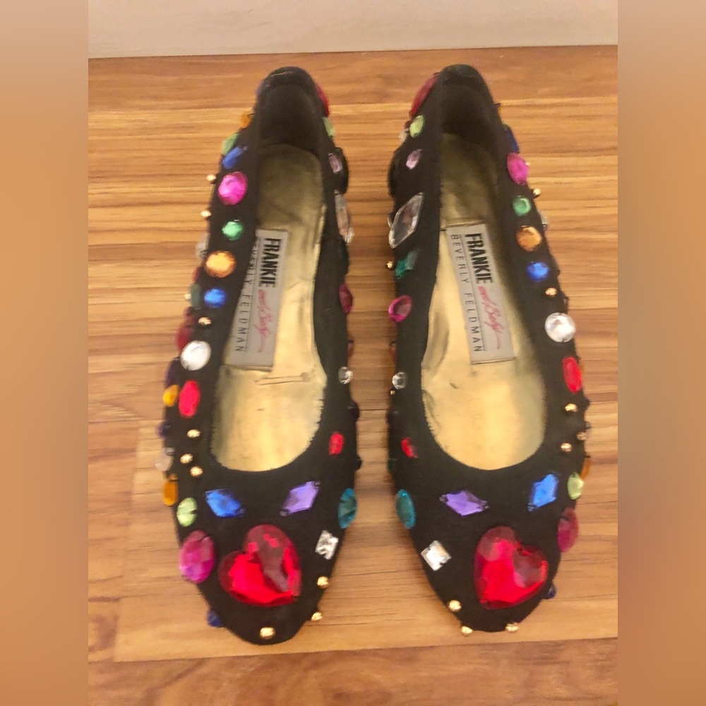 Vintage Beverly Feldman Frankie and Baby Jeweled Shoes 80s Retro size 6.5 - Picture 4 of 12